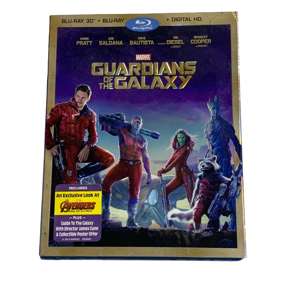 Marvel Guardians of the Galaxy Blu-ray 3D + Blu-ray + Digital HD Slipcover NEW